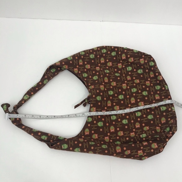 Y2K Hippie Bohemian Oversized Owl Print Canvas Fabric Tote Crossbody Book Bag - Picture 9 of 10